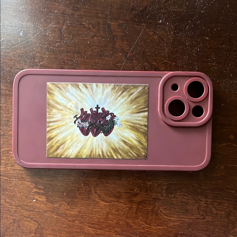 SHEIN Burgundy Phone Case with Artistic Design